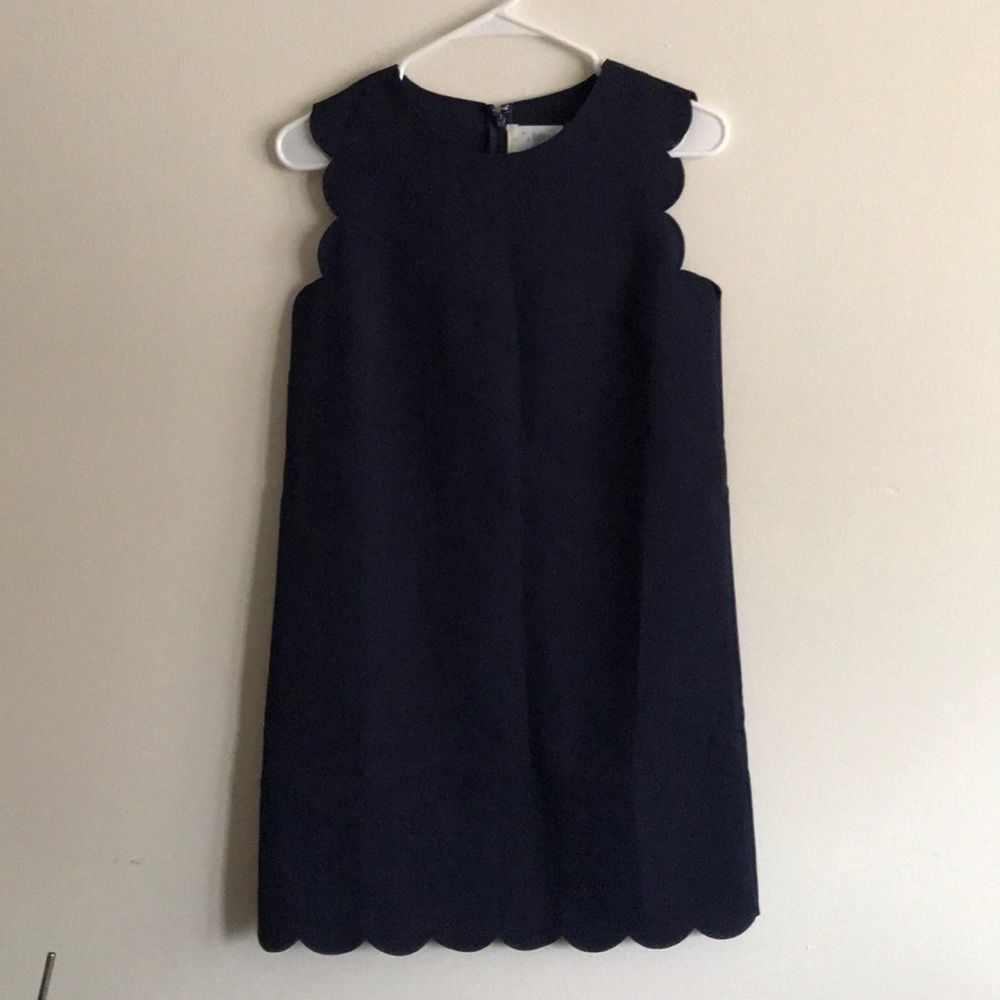 Navy scalloped shift dress